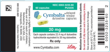 PACKAGE LABEL- Cymbalta 20 mg, bottle of 60

