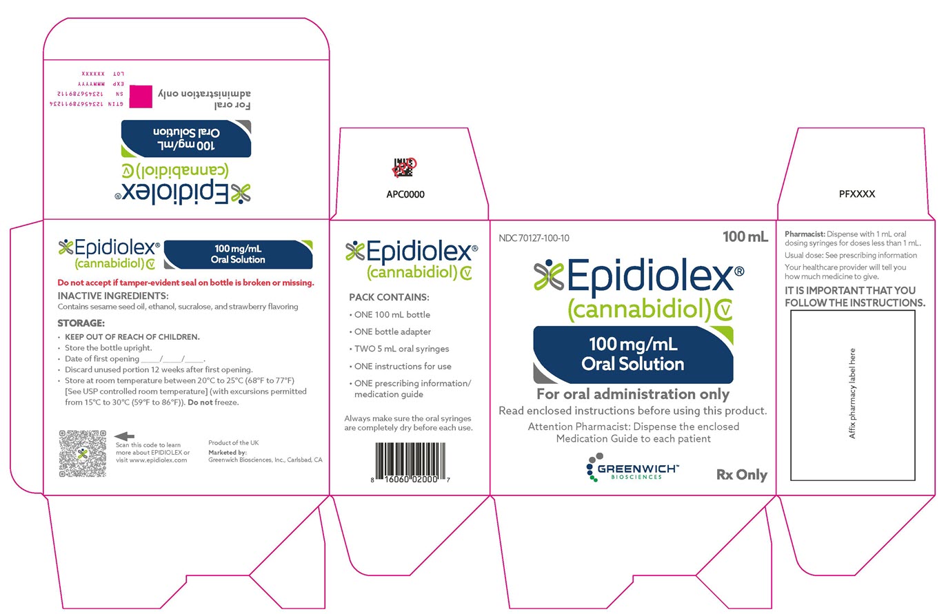PRINCIPAL DISPLAY PANEL NDC 70127-100-10 EPIDIOLEX (cannabidiol) 100 mg/mL oral solution