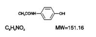 The following structural formula for Acetaminophen, 4´-hydroxyacetanilide, a slightly bitter, white, odorless, crystalline powder, is a non-opiate, non-salicylate analgesic and antipyretic.